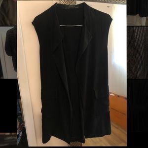 Zara black long line vest